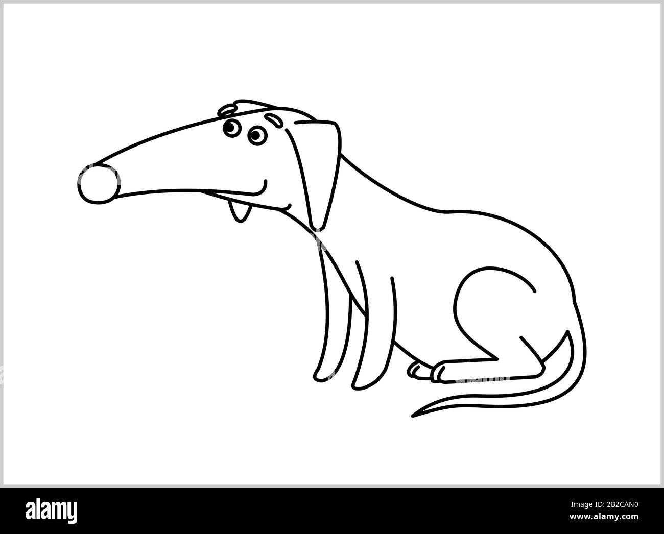 Chien. Dachshund à poil rouge Avec bec long. Drôle Dachshund Assis. Pour Le Livre De Coloriage Pour Enfants. Image vectorielle isolée sur fond blanc. Illustration de Vecteur