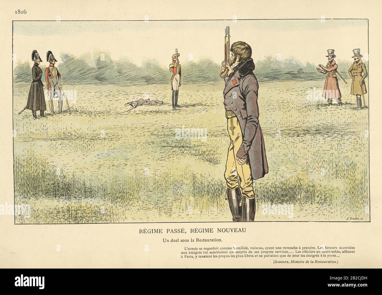 Deux français combattent un duel avec des pistolets, un passage De Régime, Un Nouveau Régime, Un duel sous la restauration, 1816 Banque D'Images