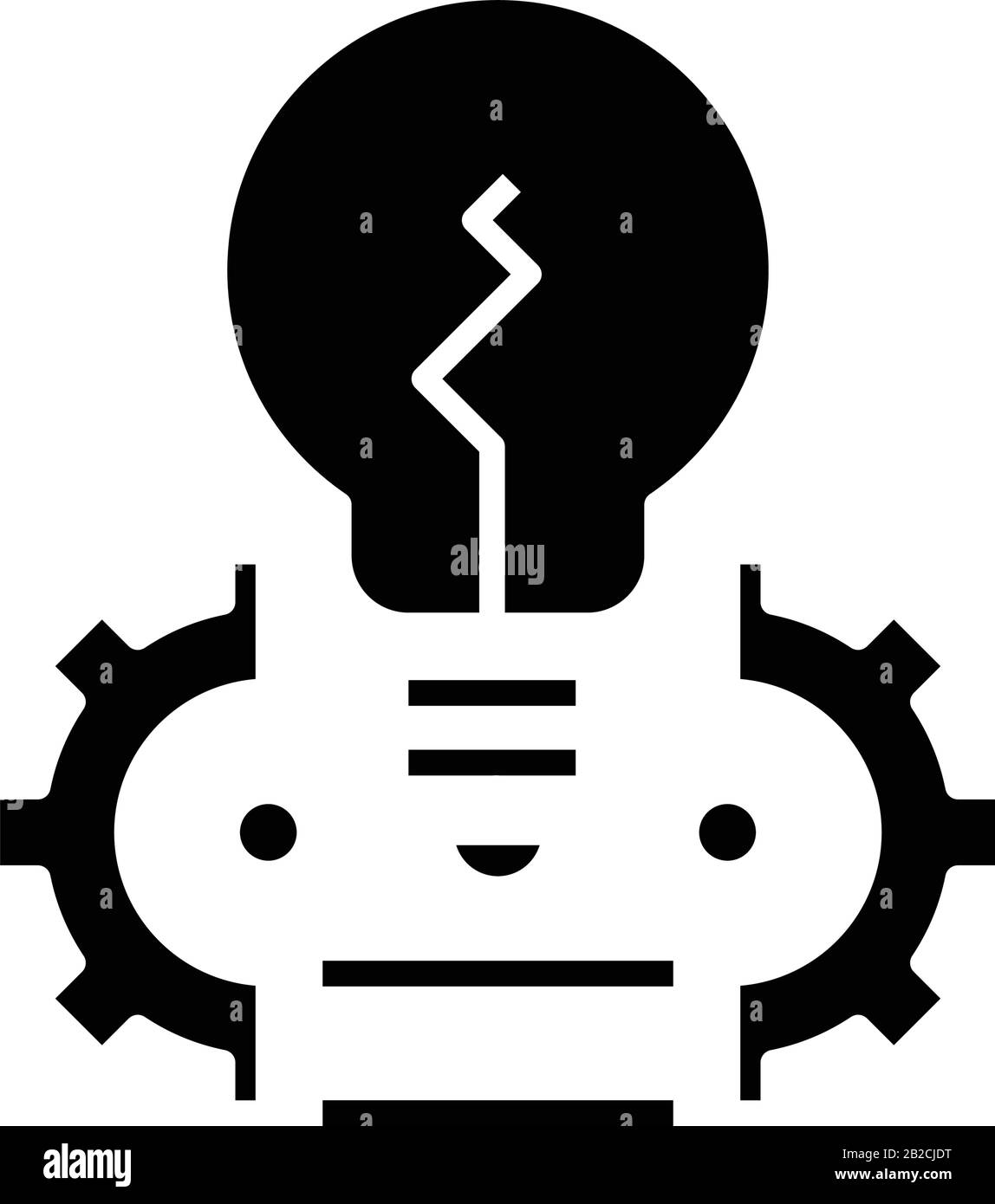 Icône noire du générateur d'idées, illustration conceptuelle, symbole plat vectoriel, signe glyphe. Illustration de Vecteur