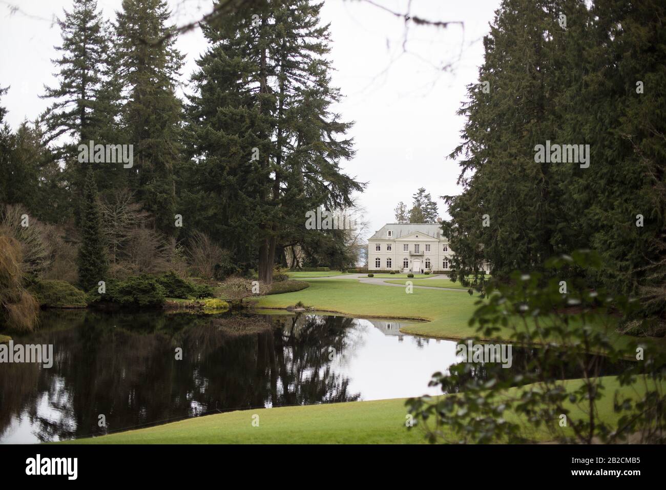 La résidence de la Réserve de Bloedel sur l'île de Bainbridge, Washington, États-Unis. Banque D'Images