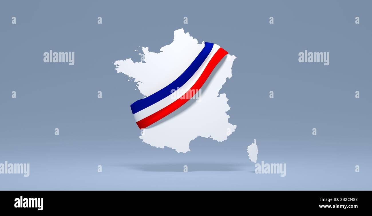 Carte de France avec écharpe pour le rendu des élections Banque D'Images