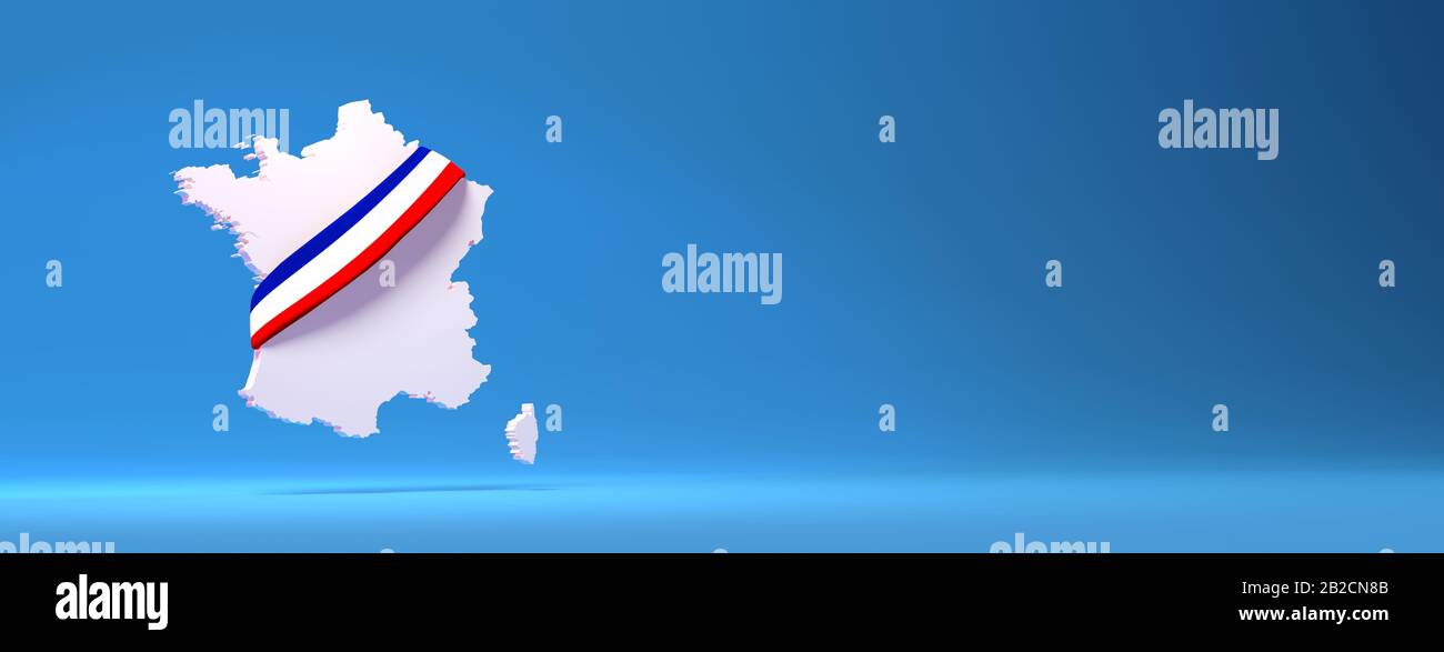 Carte de France avec écharpe pour le rendu des élections Banque D'Images