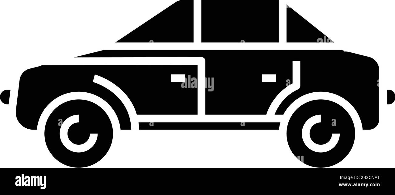 Jeep icône noire, illustration conceptuelle, symbole vectoriel plat, signe glyphe. Illustration de Vecteur