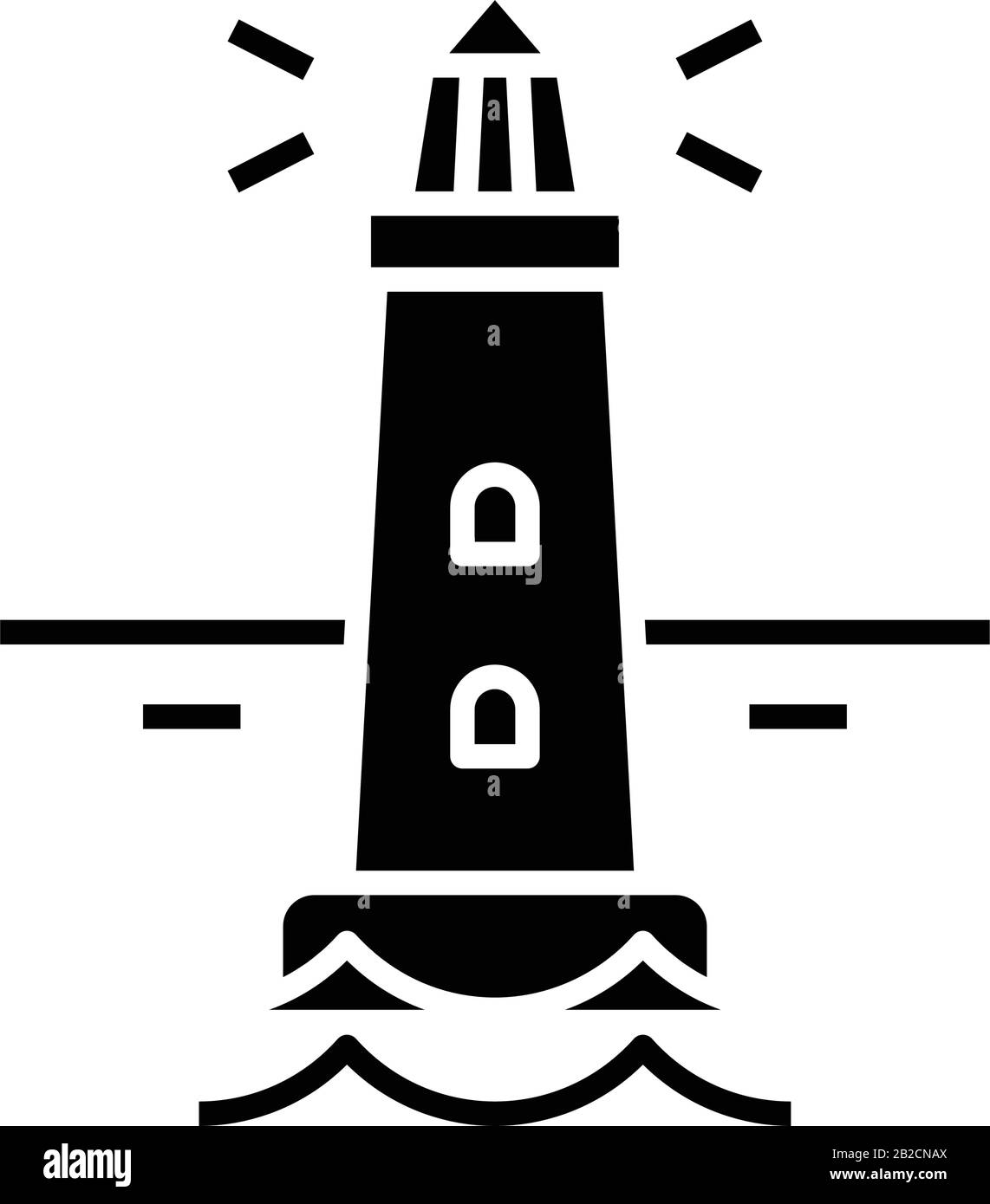 Icône noir phare, illustration conceptuelle, symbole plat vectoriel, signe glyphe. Illustration de Vecteur