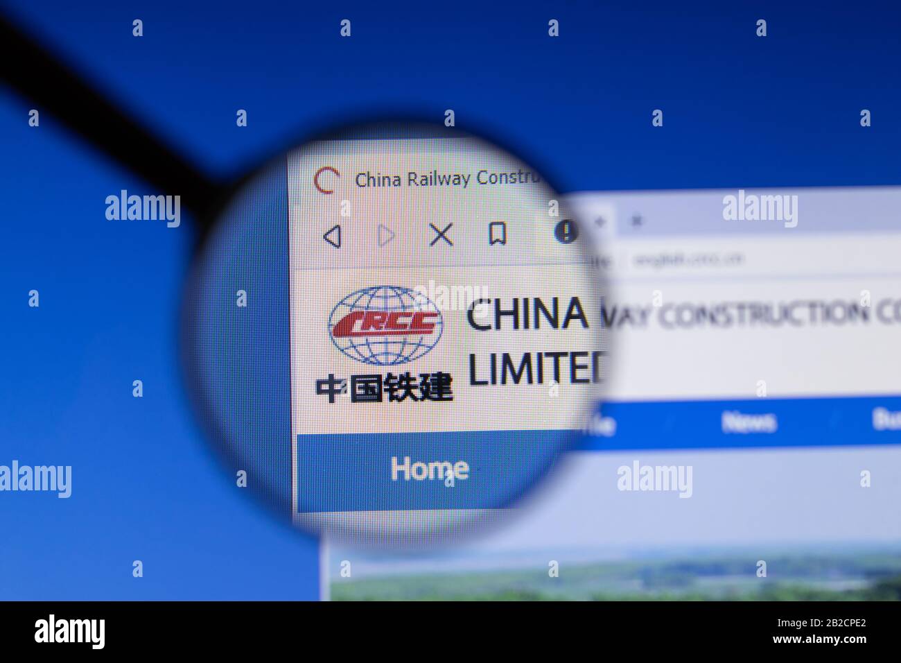 Los Angeles, Californie, États-Unis - 3 mars 2020: Chine chemin de fer Construction site web icône de page d'accueil. Logo CRCC.cn visible sur l'écran d'affichage, illustratif Banque D'Images