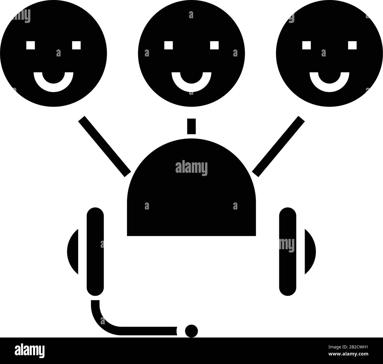 Ecoute de nouvelles icône noire, illustration de concept, symbole vectoriel plat, signe glyphe. Illustration de Vecteur