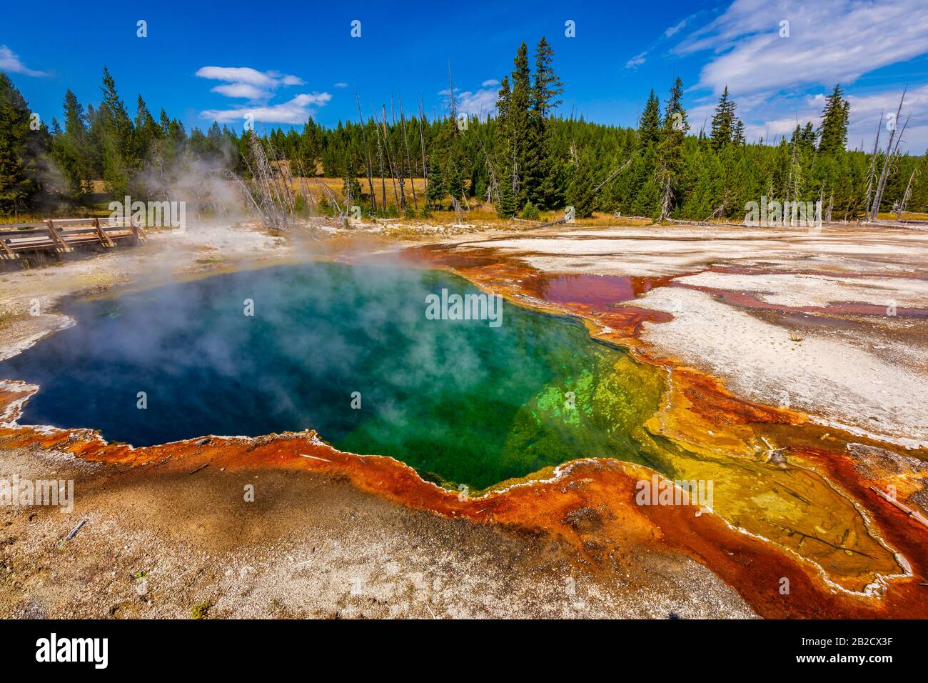 La piscine d'Abyss est une source chaude dans le bassin de Geyser de West Thumb du parc national de Yellowstone Banque D'Images