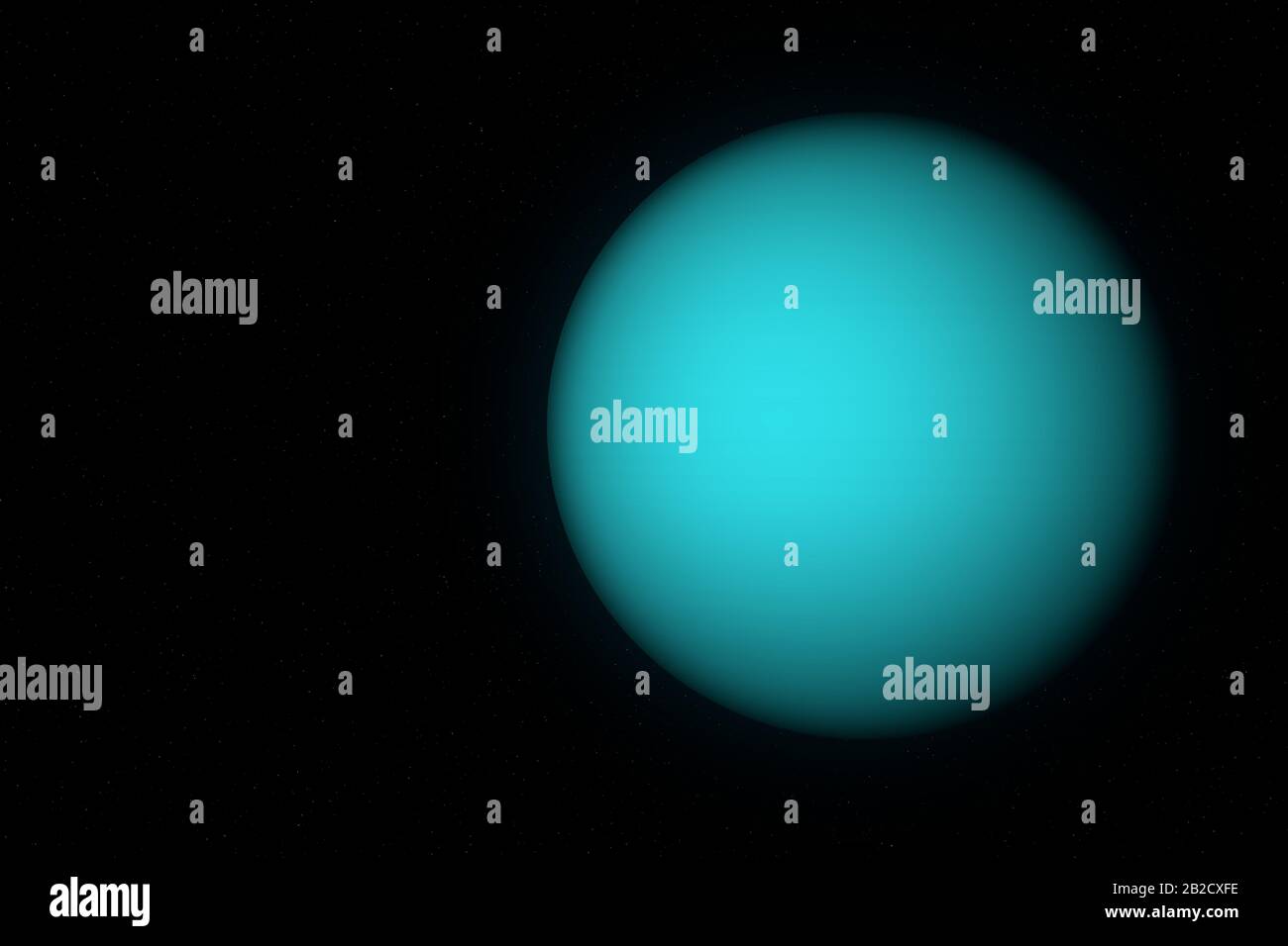 Rendu tridimensionnel d'Uranus, la septième planète du Soleil. Banque D'Images