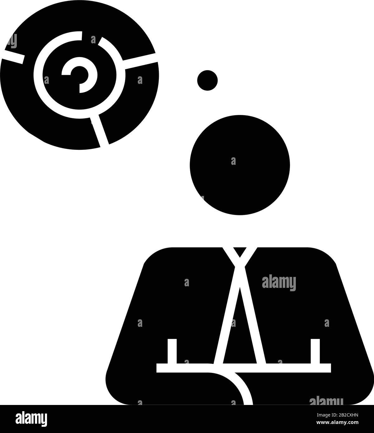 Icône noire de brainwork individuelle, illustration de concept, symbole plat vectoriel, signe glyphe. Illustration de Vecteur
