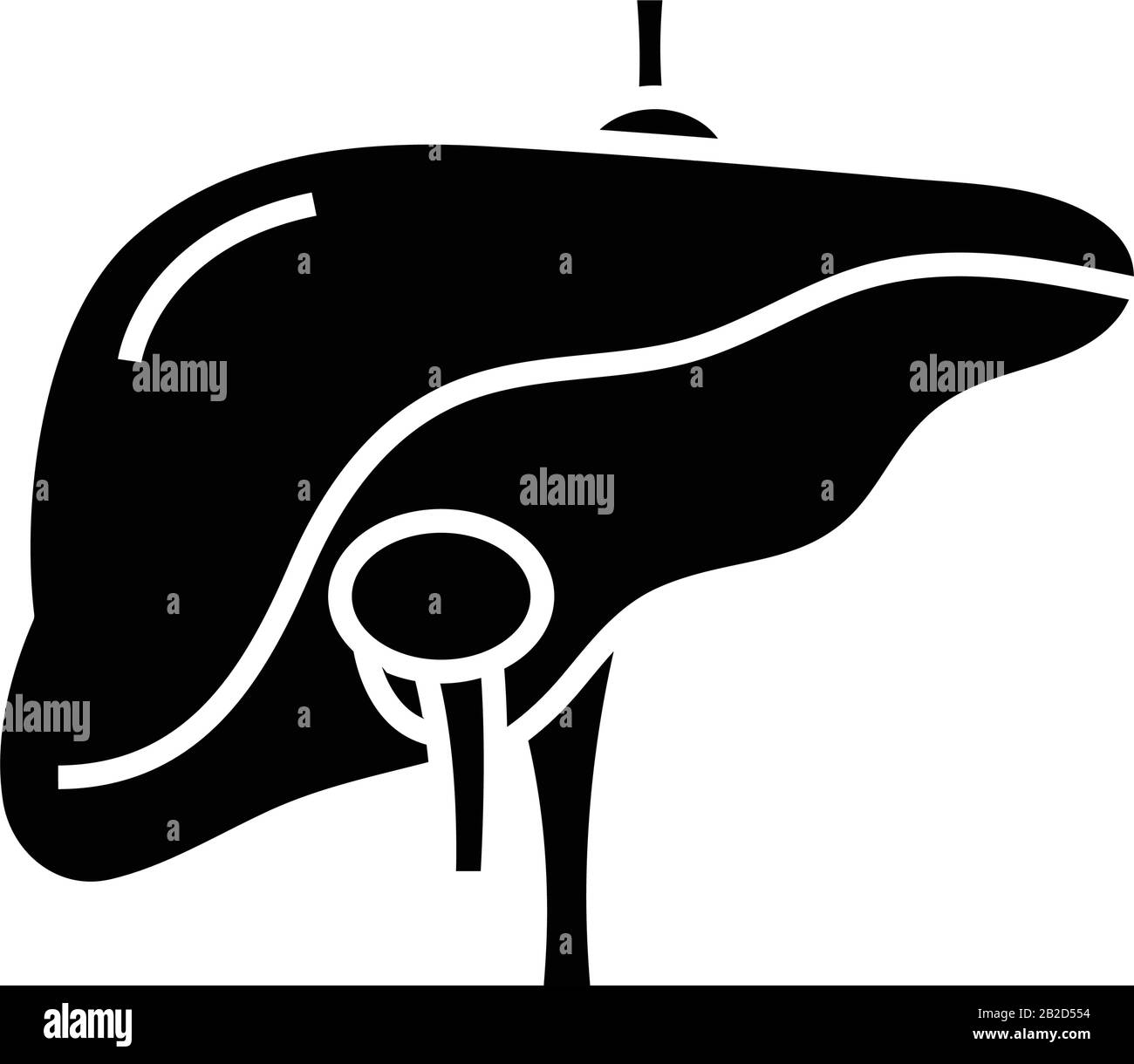 Icône noire de maladie du foie, illustration conceptuelle, symbole vectoriel plat, signe glyphe. Illustration de Vecteur