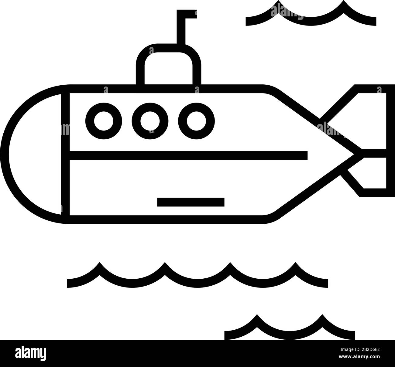 Icône de ligne sous-marine, signe de concept, illustration vectorielle, symbole linéaire. Illustration de Vecteur
