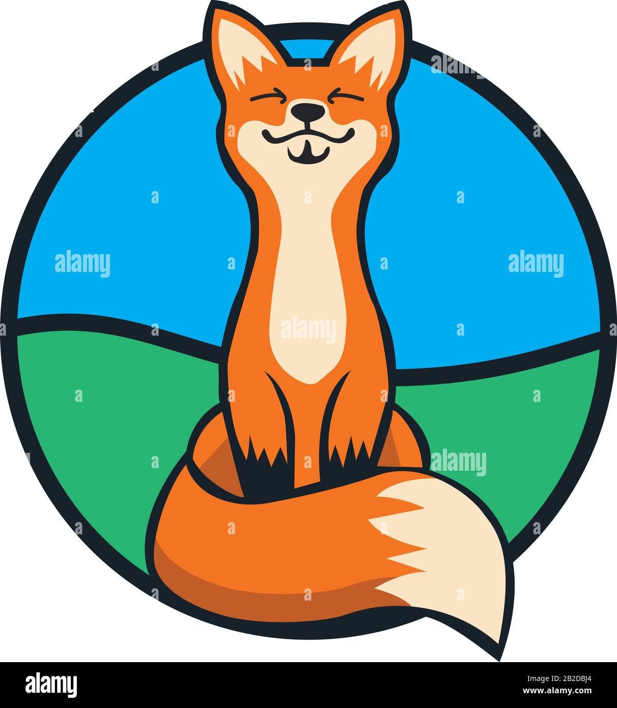 Illustration du renard heureux, avec beau vecteur d'arrière-plan de cercle Illustration de Vecteur