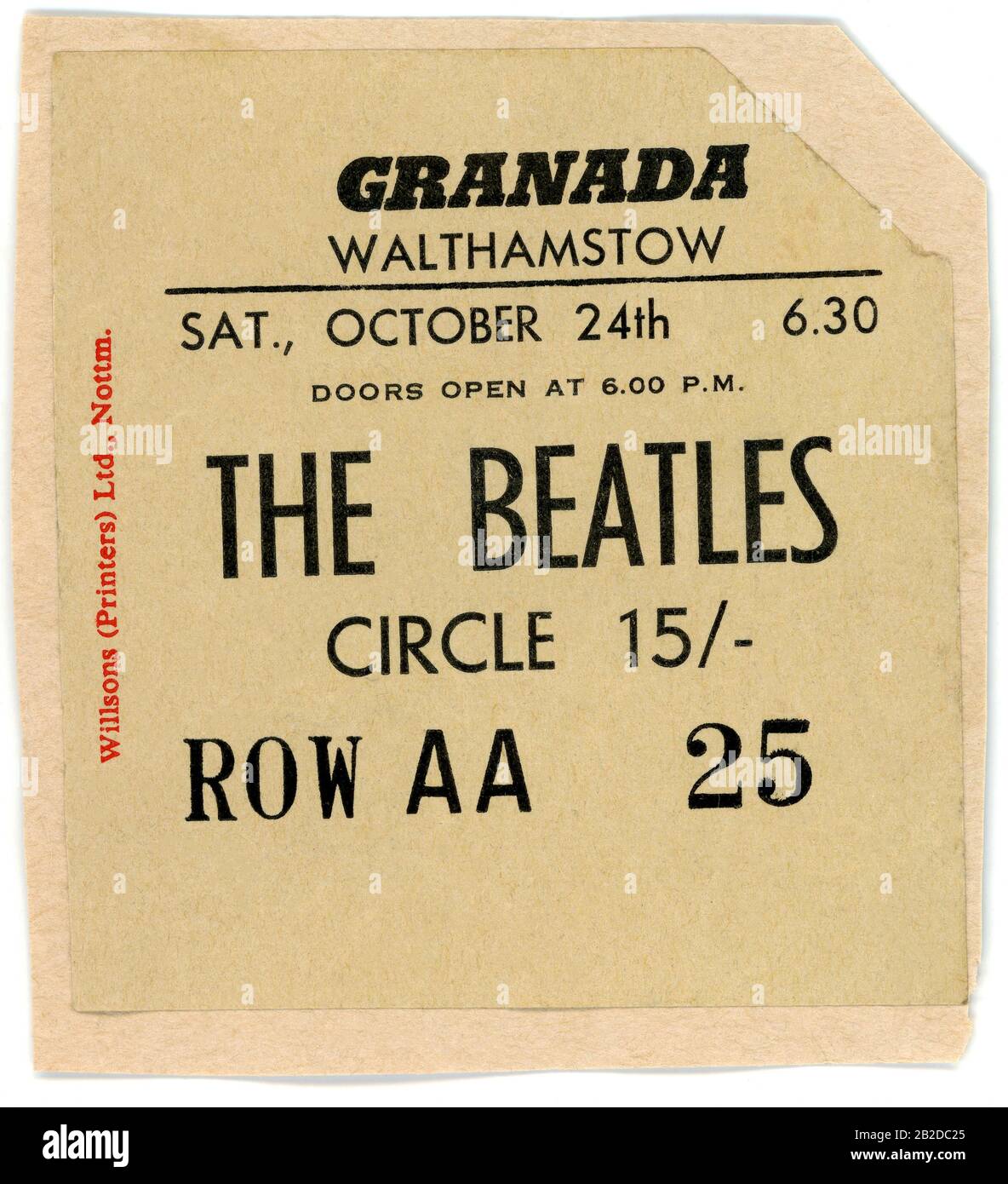 Londres, ROYAUME-UNI - 24 OCTOBRE: La vie d'un porte-billets des Beatles pour leur concert au cinéma de Grenade le 24 octobre 1964 à Walthamstow, Londres, Angleterre, Royaume-Uni.Credit: Icône et image / MediaPunch Banque D'Images