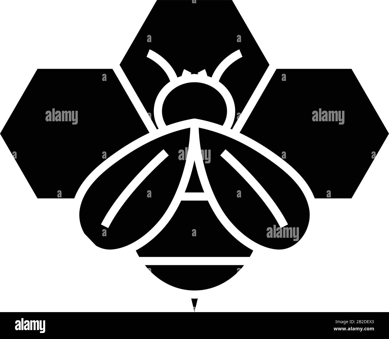 Icône noire d'abeille de miel, illustration conceptuelle, symbole plat vectoriel, signe glyphe. Illustration de Vecteur