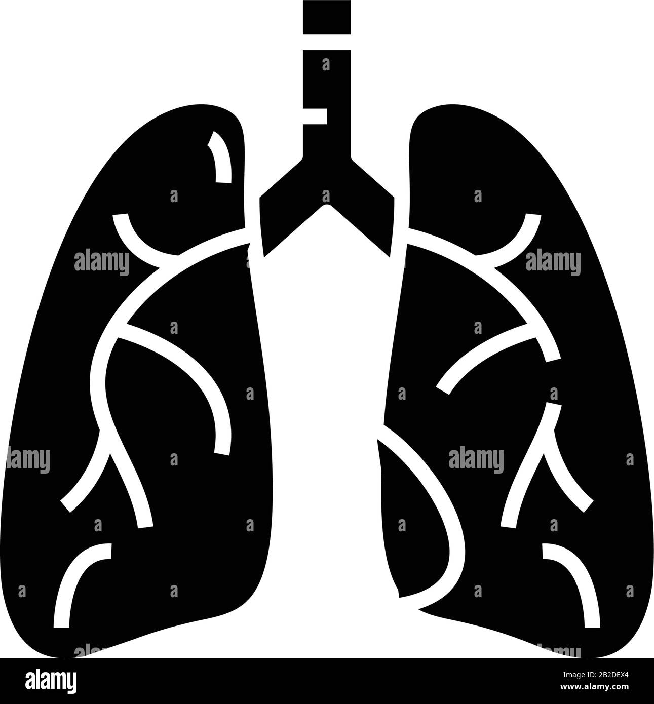 Organe interne l'icône noire du poumon, l'illustration conceptuelle, le symbole vectoriel plat, le signe glyphe. Illustration de Vecteur