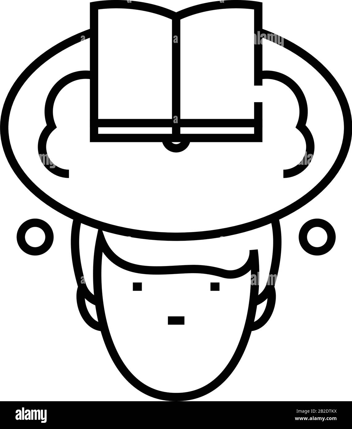 Étudier l'icône de la ligne de l'esprit, le signe du concept, l'illustration du vecteur de contour, le symbole linéaire. Illustration de Vecteur