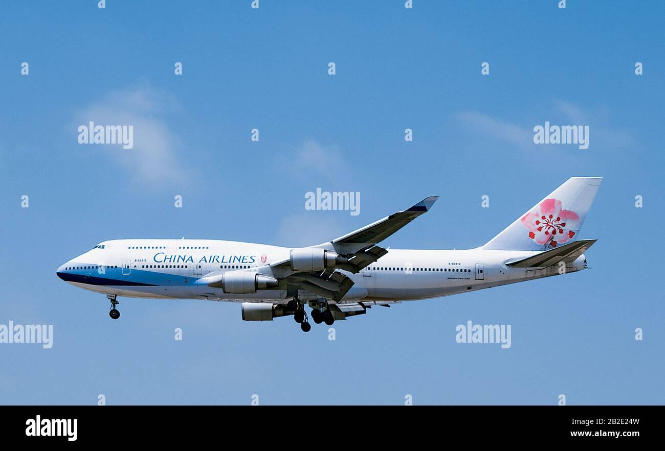 Boeing 747 Jet Landing De China Airlines Banque D'Images
