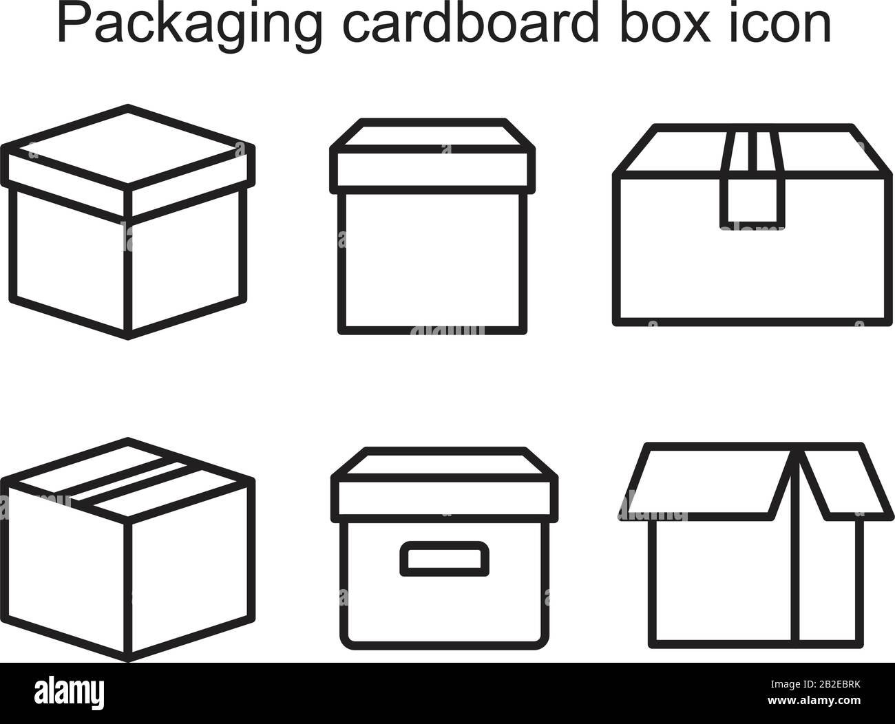 Modèle d'icône de boîte en carton d'emballage noir modifiable. Emballage carton icône symbole boîte plate illustration vectorielle pour la conception graphique et web. Illustration de Vecteur