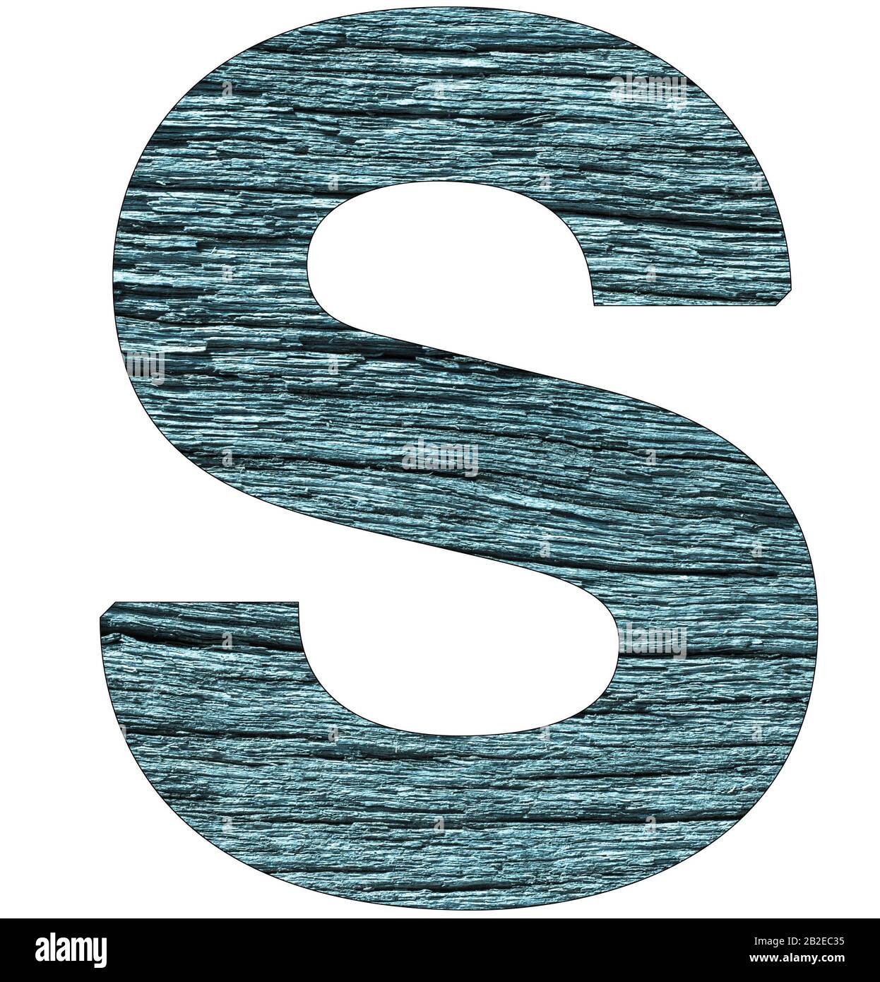 Lettre S de l'alphabet, avec texture en bois en bleu Banque D'Images