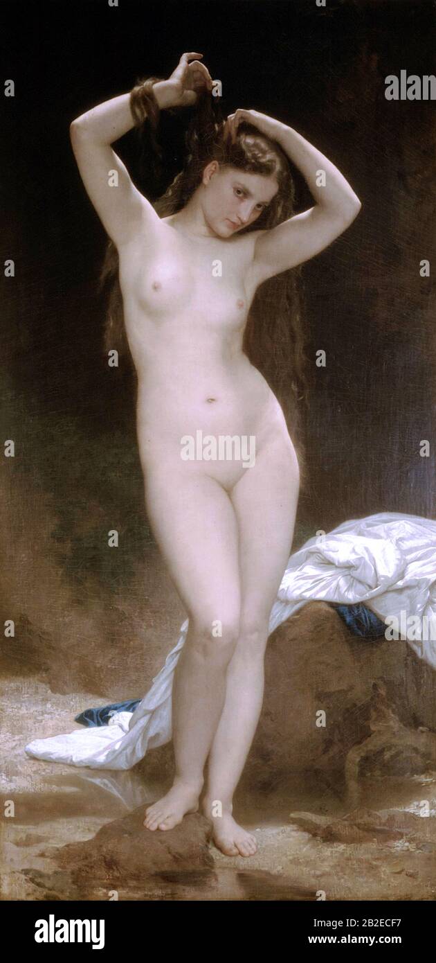 Plume (1870) peinture académique française de William-Adolphe Bouguereau - image De très haute résolution et de qualité Banque D'Images