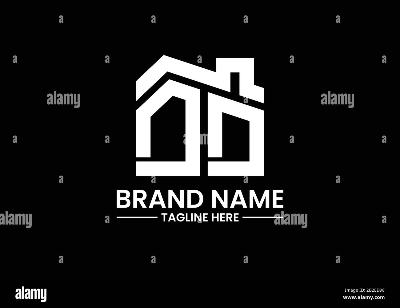 Lettre initiale D et D avec le toit. Concept de logo immobilier. Illustration de Vecteur