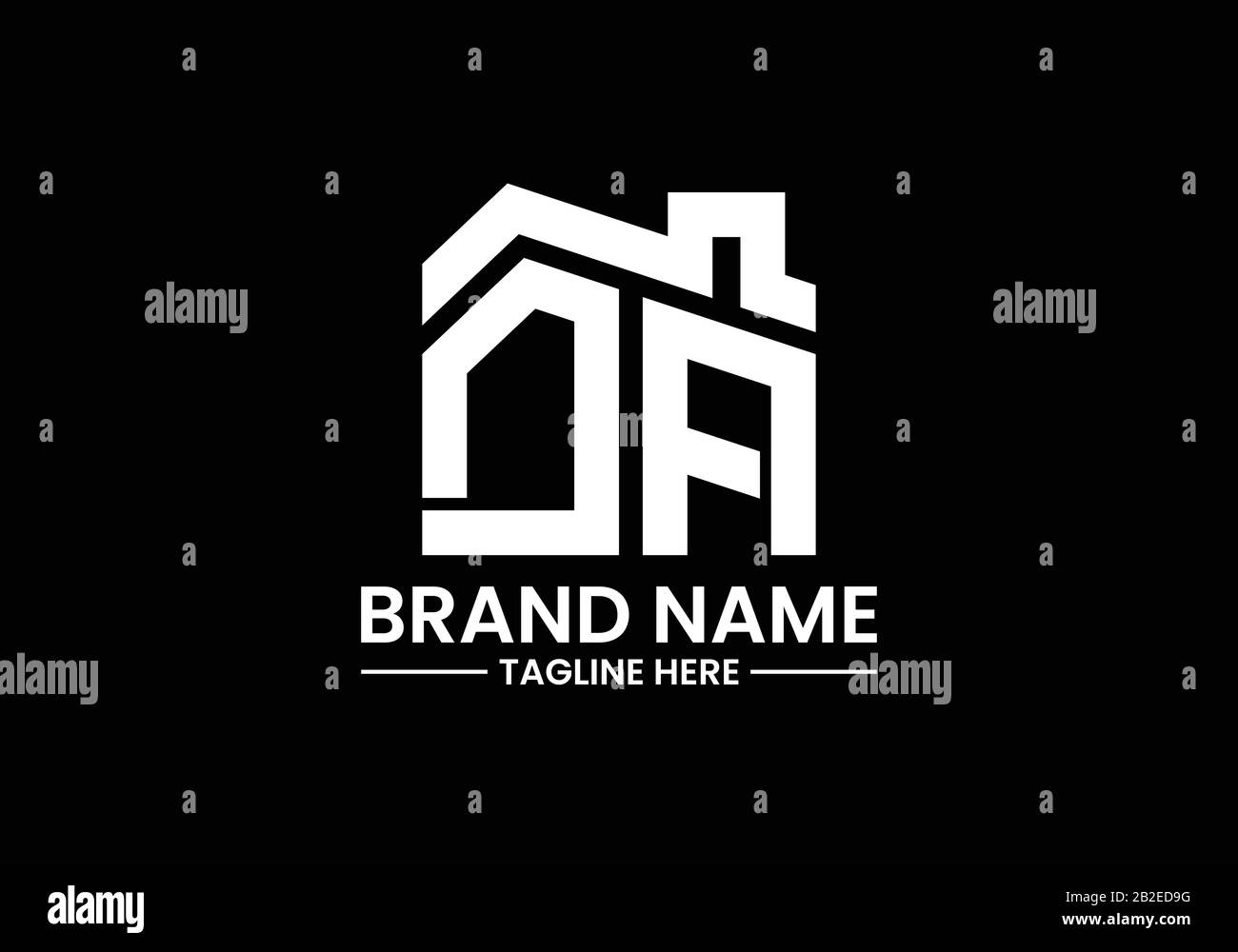 Lettre initiale D et A avec le toit. Concept de logo immobilier. Illustration de Vecteur