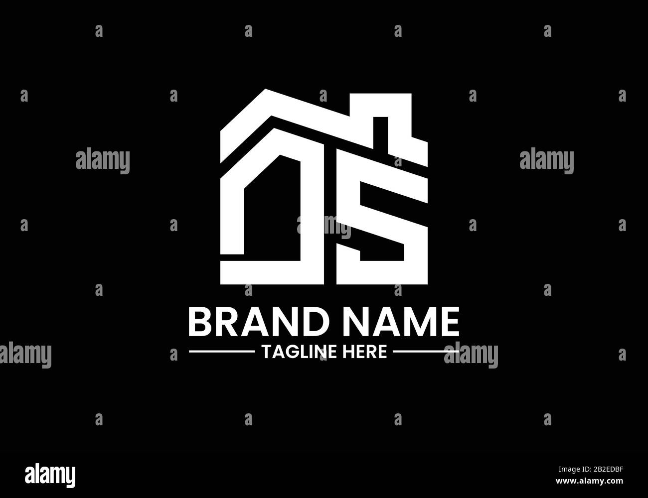 Lettre initiale D et S avec le toit. Concept de logo immobilier. Illustration de Vecteur