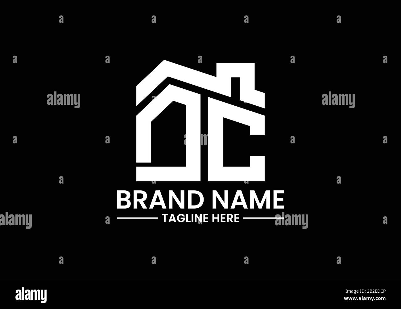 Lettre initiale D et C avec le toit. Concept de logo immobilier. Illustration de Vecteur