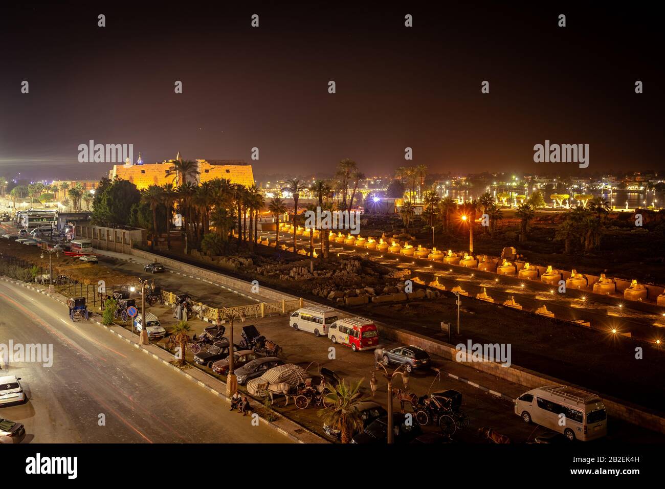 Luxor, Egypte - ruelle Sphinx menant au Temple de Louxor Banque D'Images
