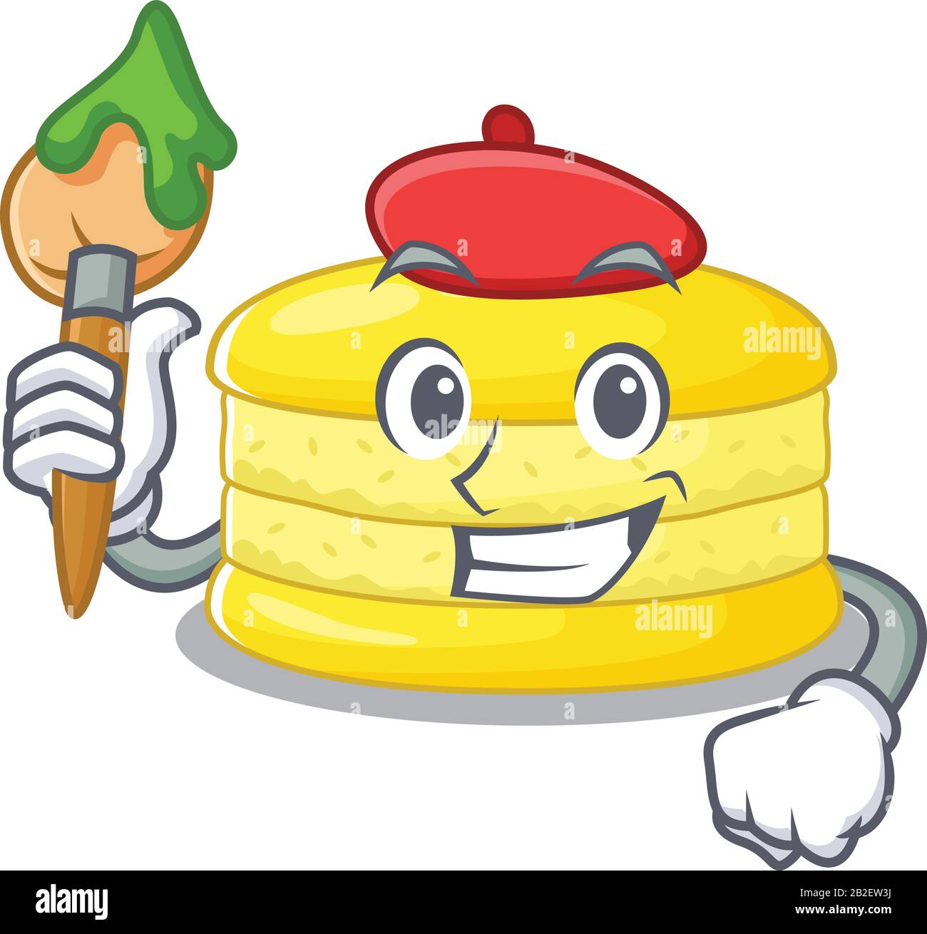 Une jolie photo de macaron de citron comme artiste ayant une brosse Illustration de Vecteur