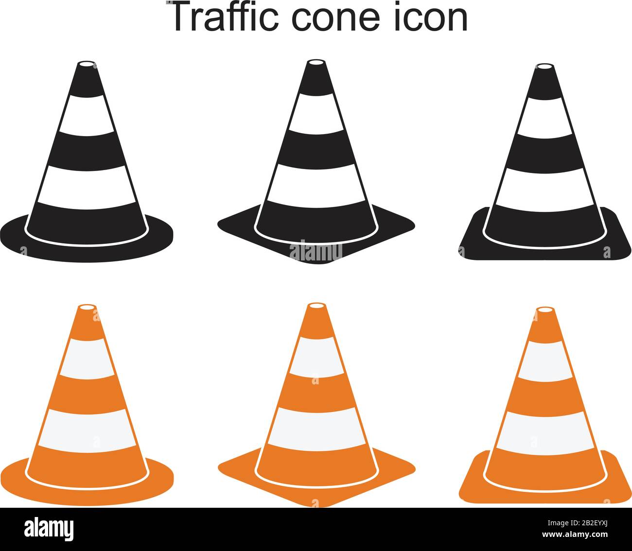 Modèle d'icône de cône de trafic couleur noire modifiable. Icône de cône de trafic illustration vectorielle plate pour la conception graphique et Web. Illustration de Vecteur