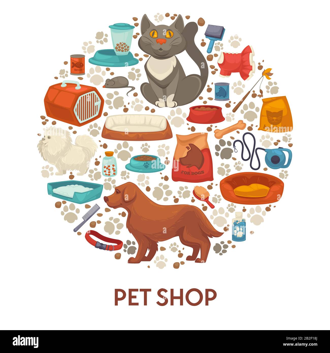 Modèle de bannière PET Shop avec accessoires de soin pour chien et chat  Image Vectorielle Stock - Alamy