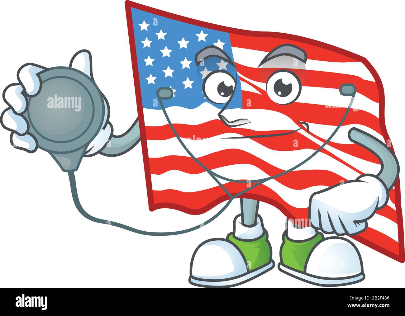 Motif icône mascotte drapeau des Etats-Unis comme costume de travail Doctor avec outils Illustration de Vecteur