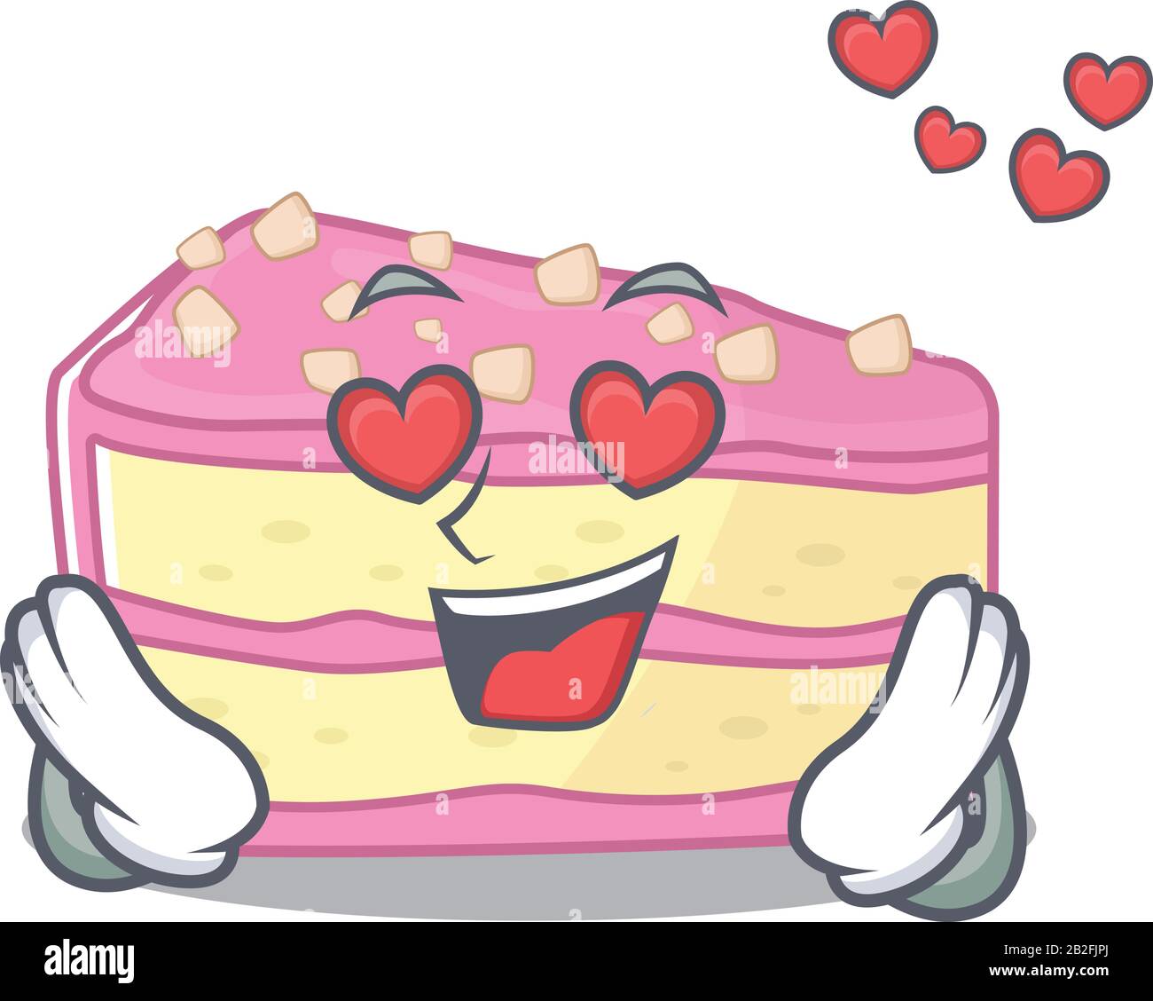 Romantique Chute Dans L Amour Fraise Tranche Gateau Dessin Anime Personnage Concept Image Vectorielle Stock Alamy