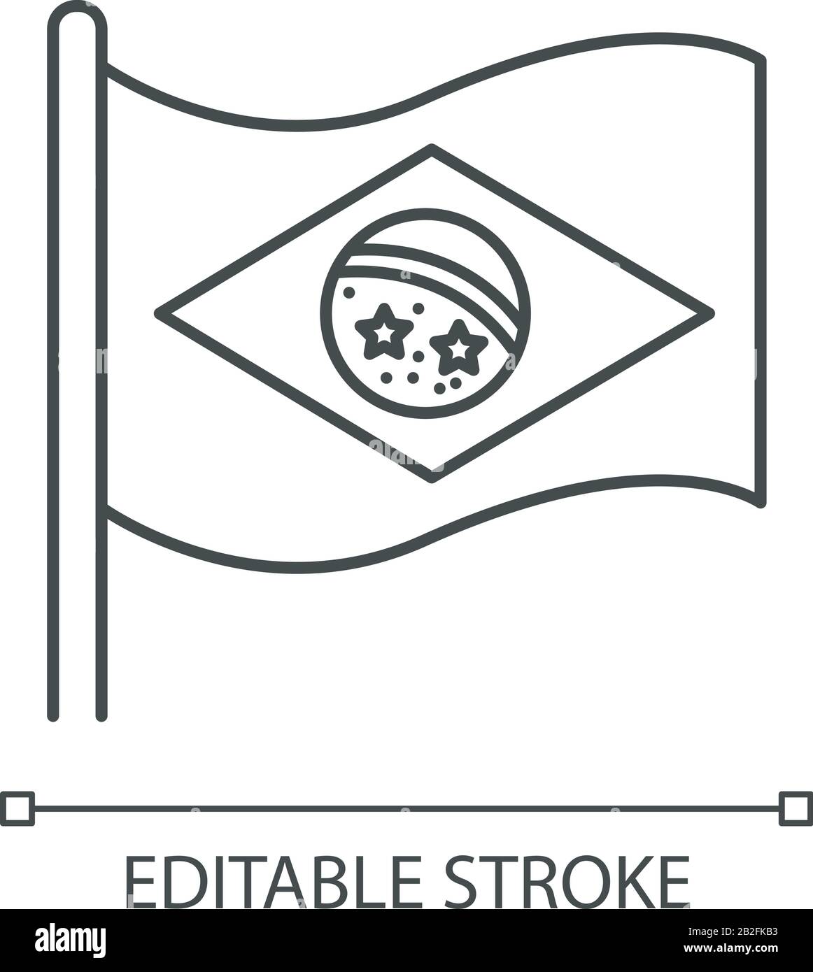 Drapeau de l'icône linéaire parfaite des pixels du brésil. Symbole d'état. Constellation sur Rio de Janeiro. Illustration personnalisable en ligne fine. Symbole de contour. Vecteur Illustration de Vecteur