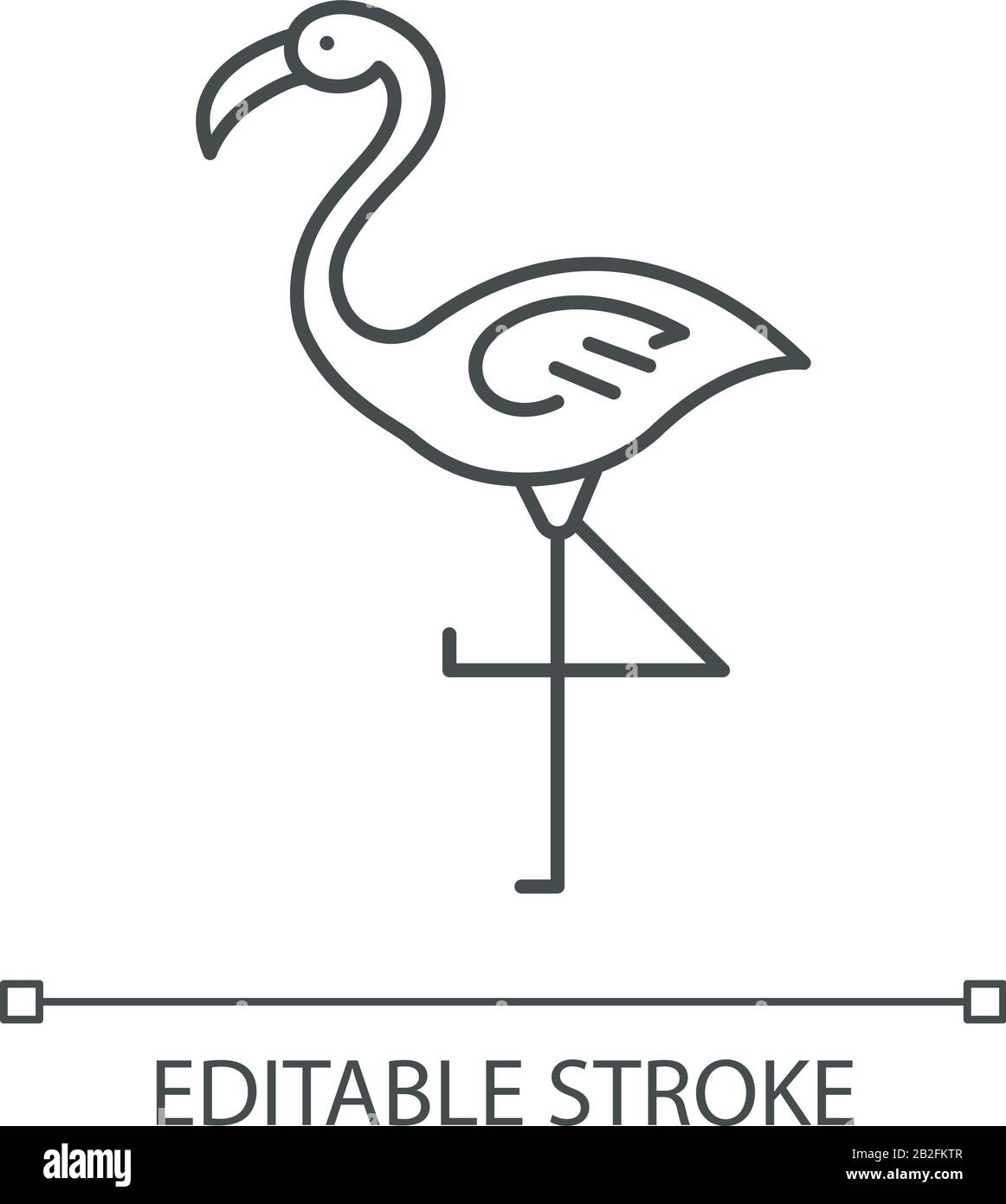 Icône linéaire Perfect Flamingo pixels. Oiseau sauvage exotique. Créature tropicale. Faune. Habitat sud-américain. Illustration personnalisable en ligne fine Illustration de Vecteur