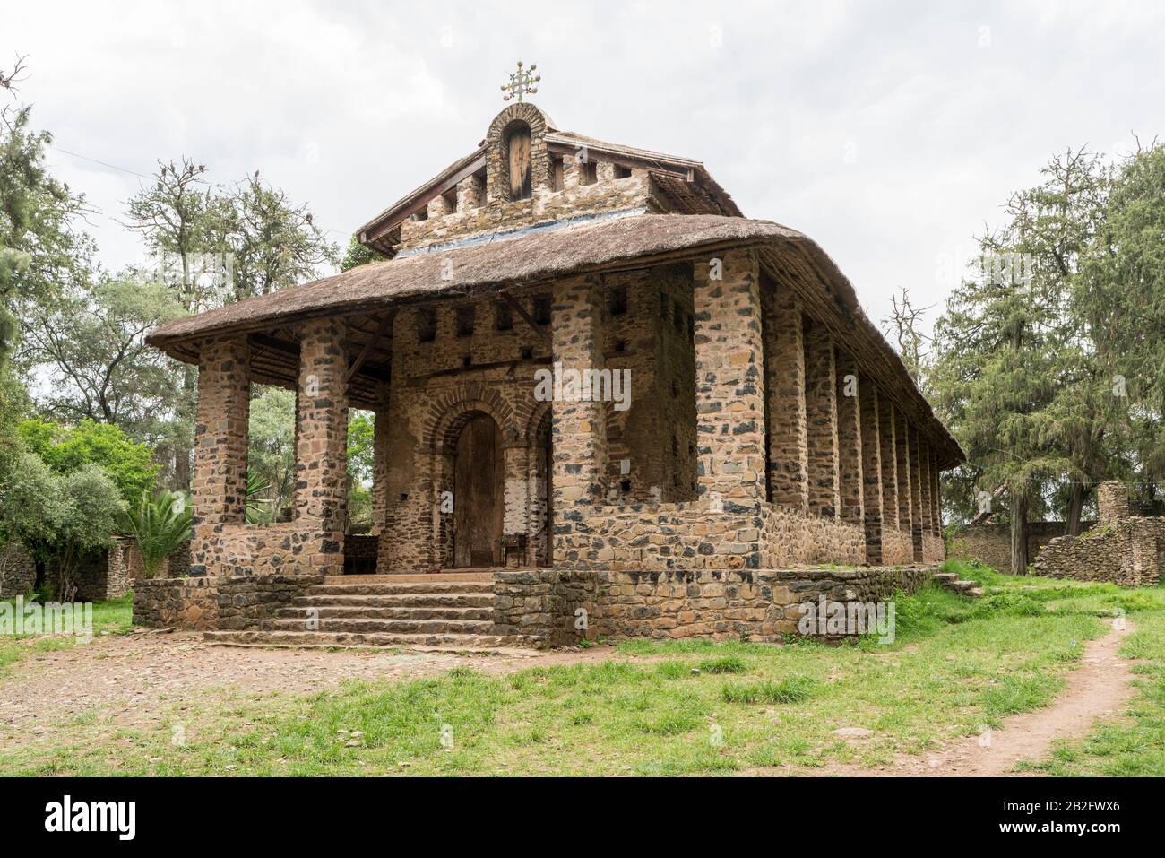 L'Église Orthodoxe Éthiopienne Debre Birhan Selassie, Gondar, Ethiopie Banque D'Images