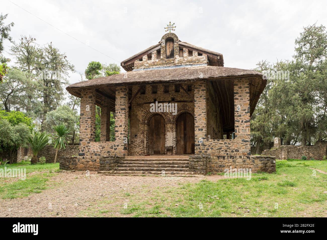 L'Église Orthodoxe Éthiopienne Debre Birhan Selassie, Gondar, Ethiopie Banque D'Images