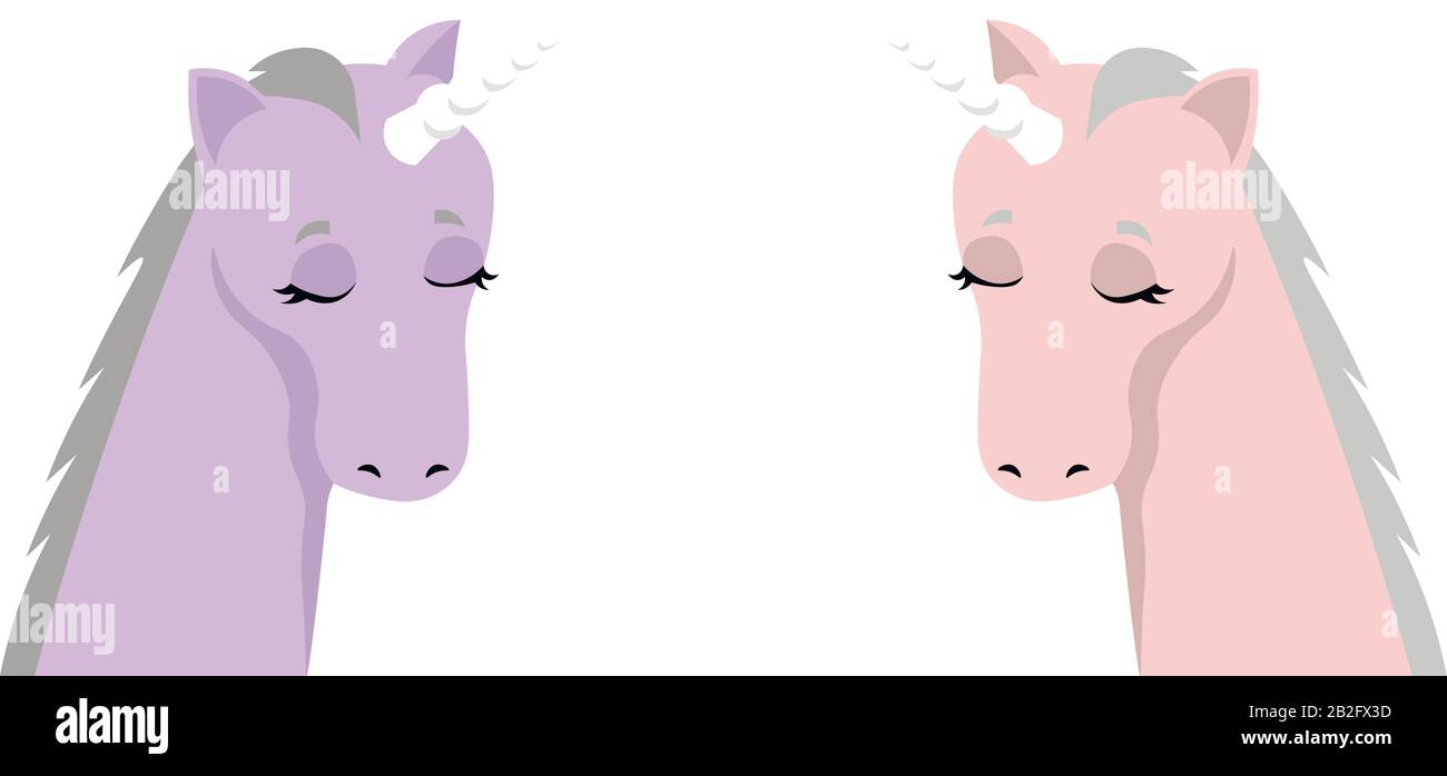 Unicorns vectoriels roses et violettes. Illustration de Vecteur
