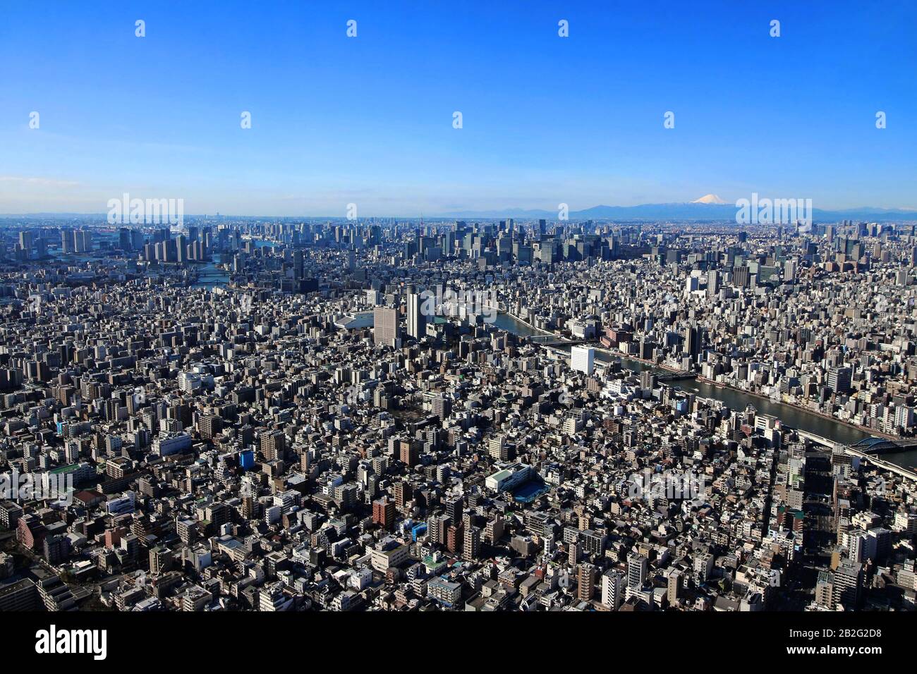 Vue panoramique sur le centre de Tokyo et le Mont Fuji depuis le Tokyo Sky Tree Banque D'Images