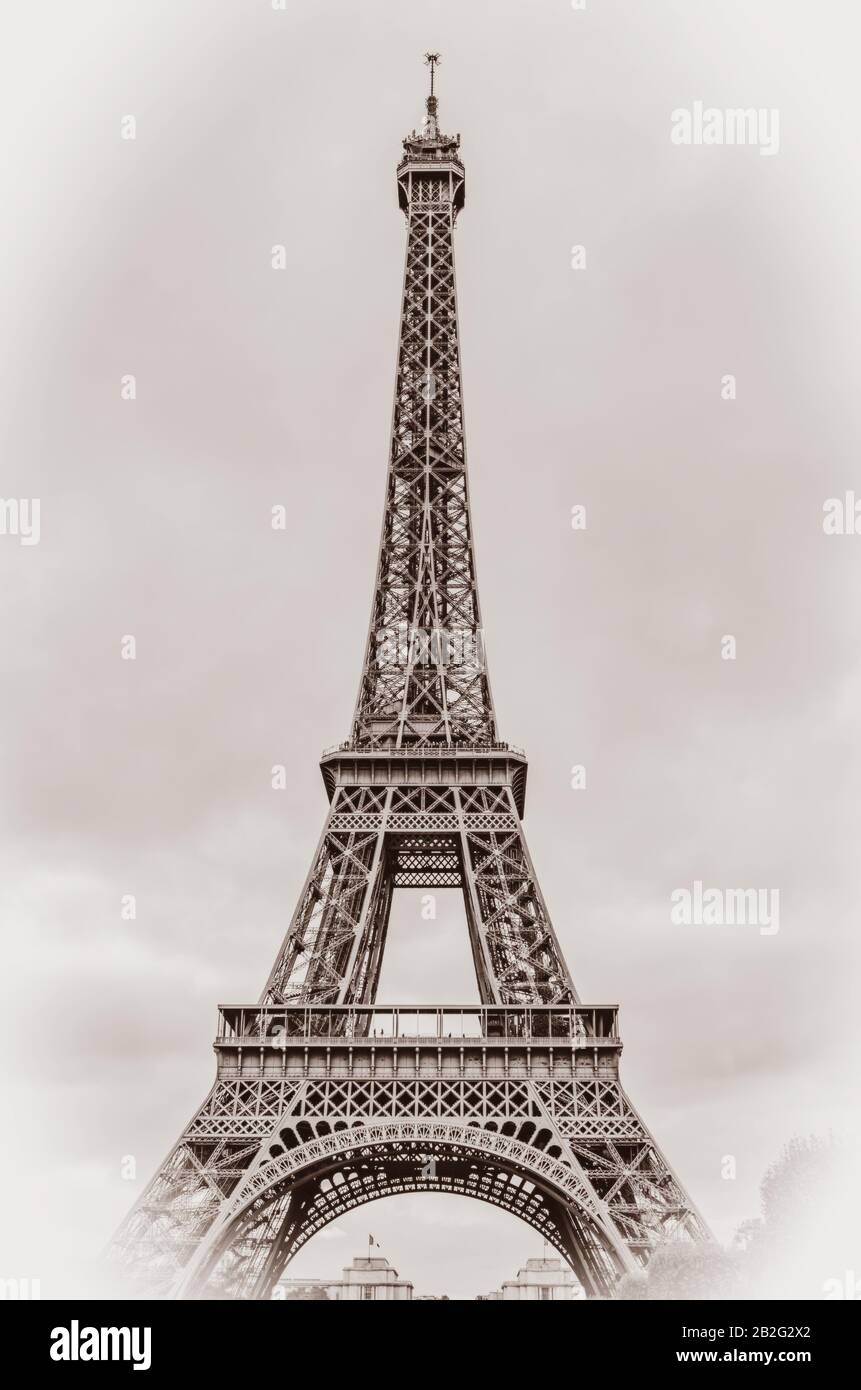 Photo vintage de la Tour Eiffel. Banque D'Images