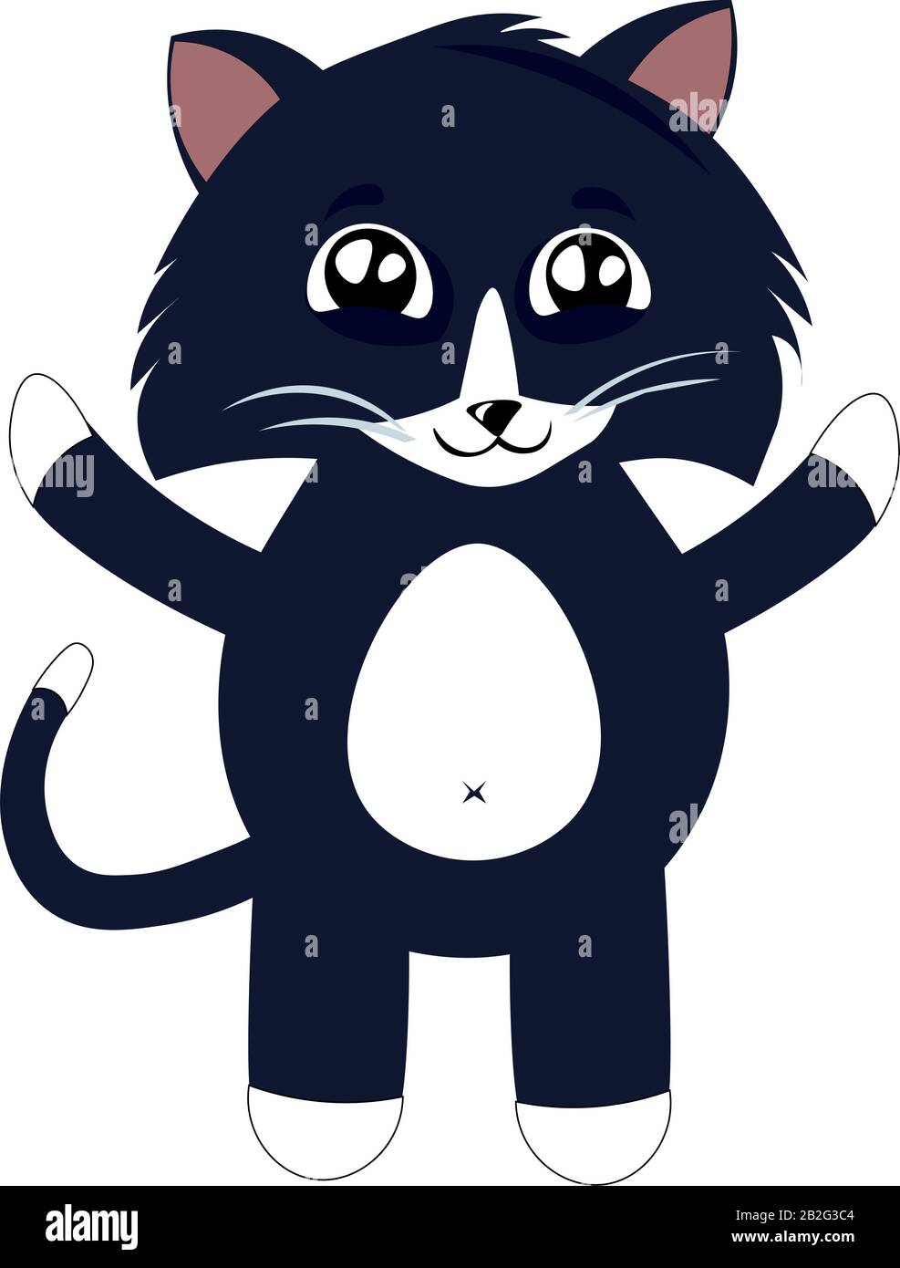 Mignon chaton noir dans un style de dessin animé. Illustration pour enfants. Illustration de Vecteur