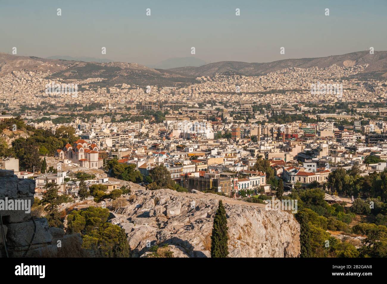 Vue panoramique sur Athènes depuis l'Acropole Banque D'Images