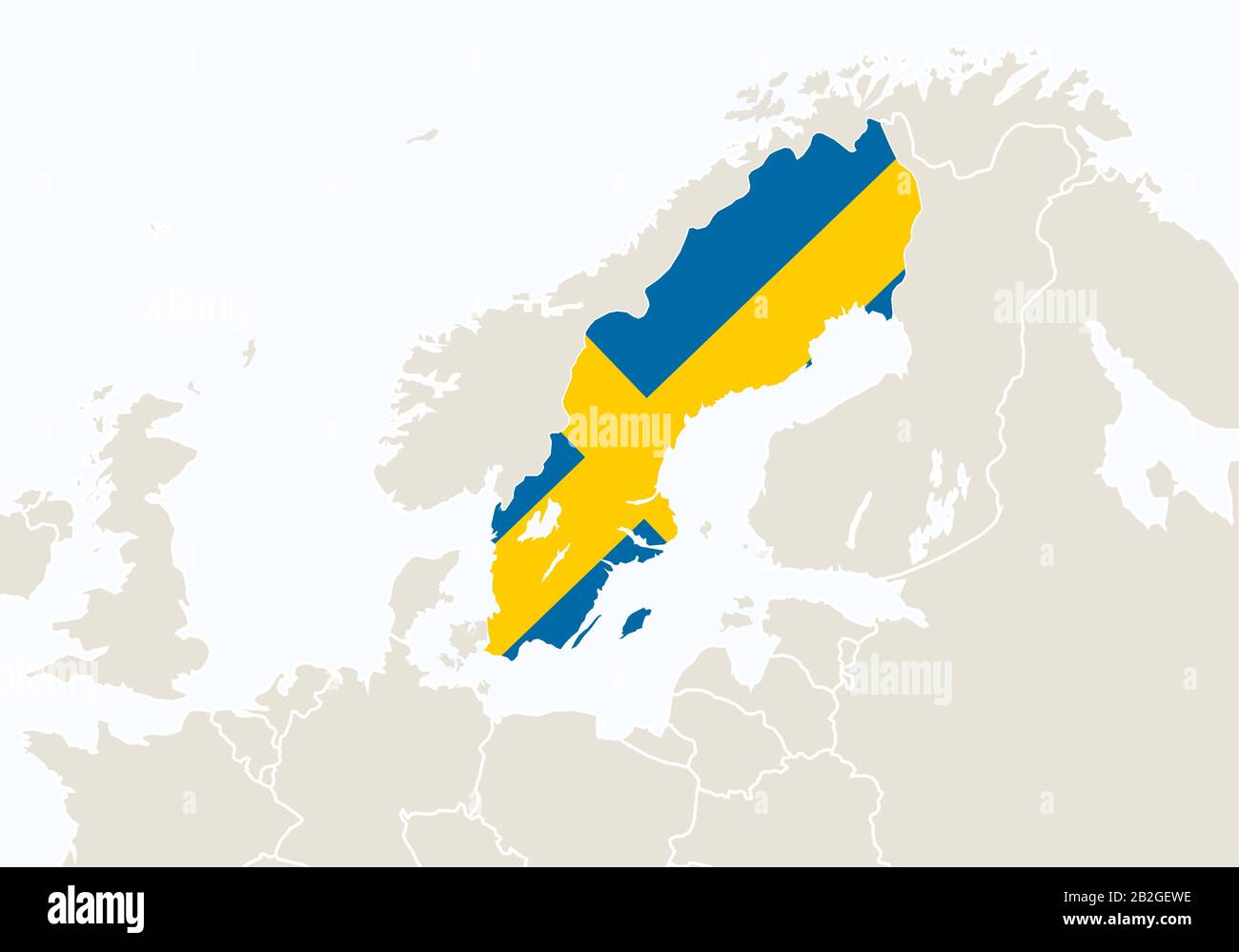 L'Europe avec la carte de la Suède en surbrillance. Illustration Vectorielle. Illustration de Vecteur