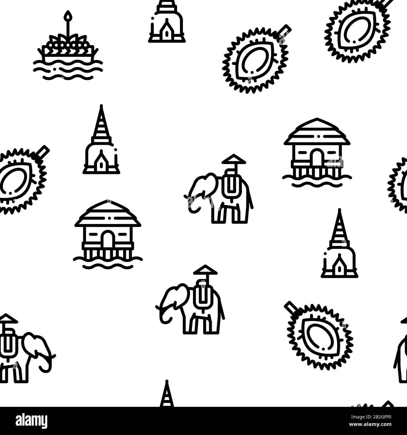 Thaïlande National Modèle Vectoriel Sans Soudure Illustration de Vecteur