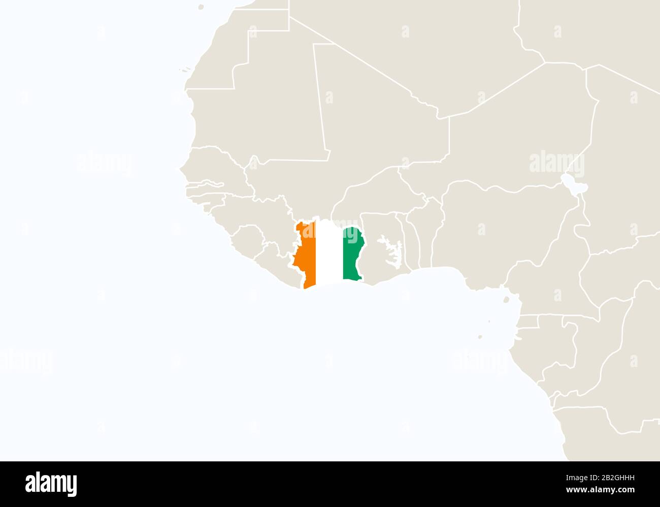 L'Afrique avec la carte mise en évidence de la Côte d'Ivoire. Illustration Vectorielle. Illustration de Vecteur
