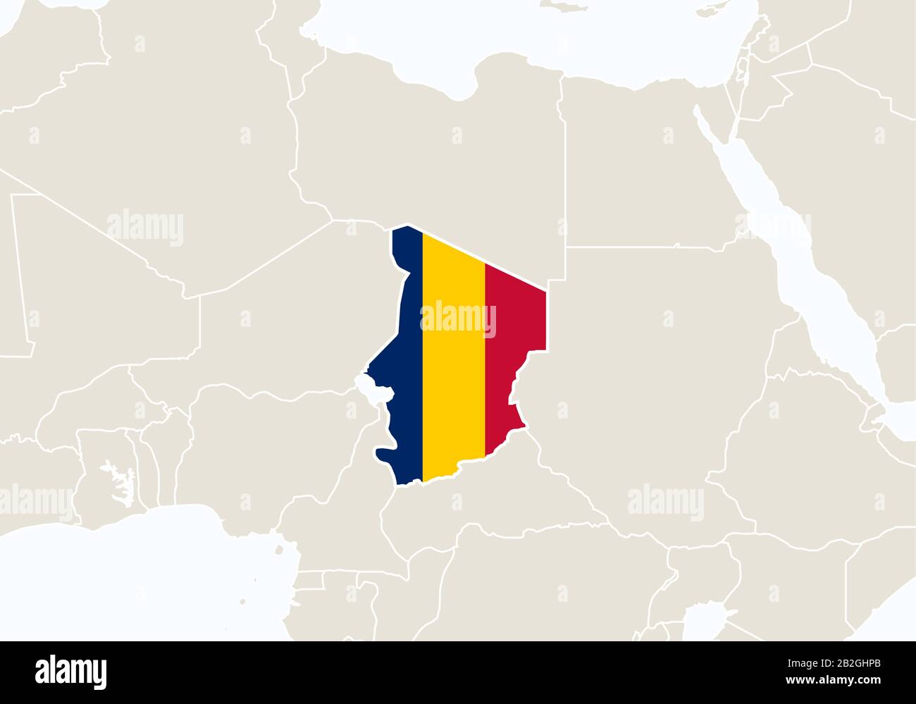 Localisation Tchad Image L'Afrique avec la carte du Tchad mise en évidence. Illustration ...