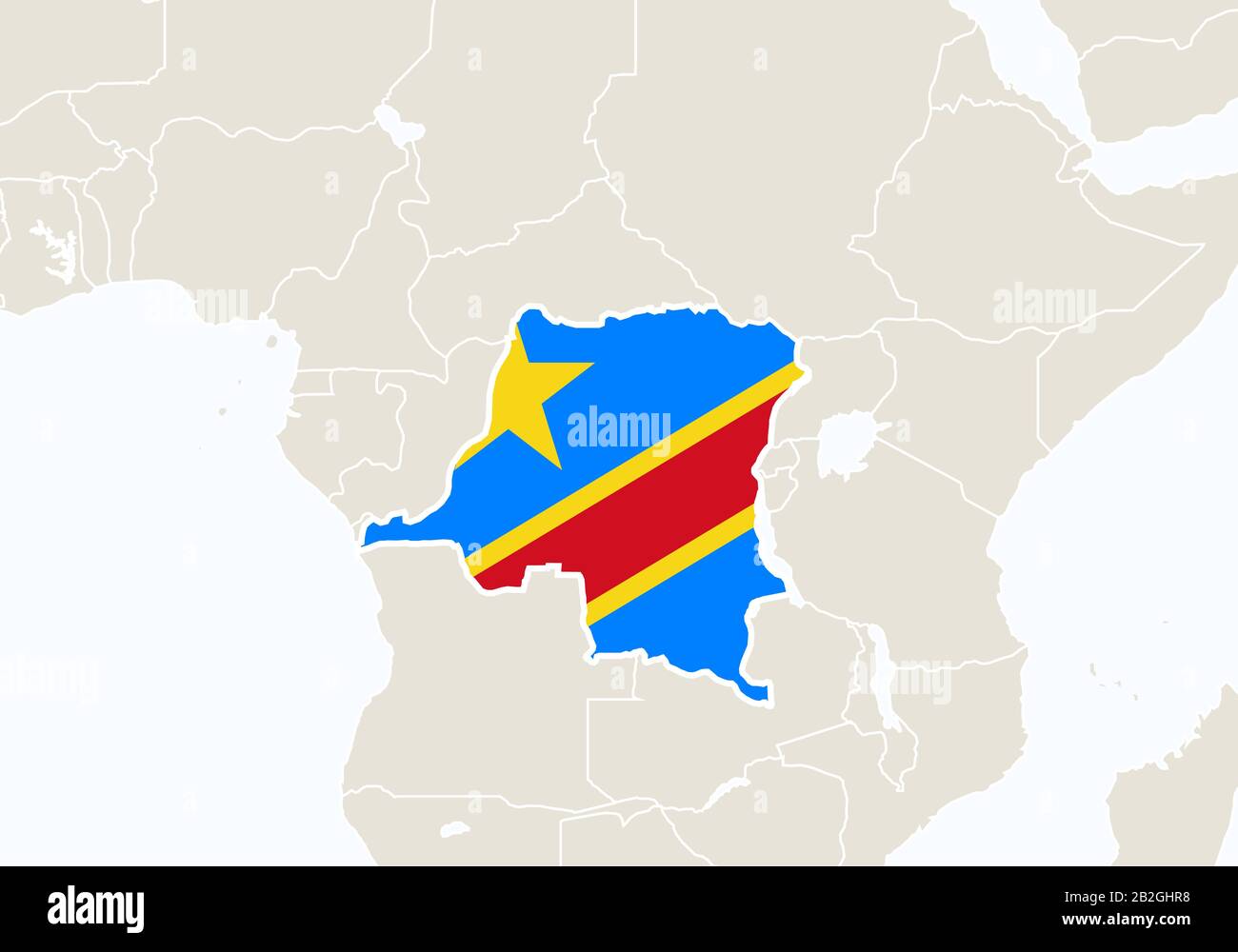 L'Afrique avec la carte de la République démocratique du Congo mise en évidence. Illustration Vectorielle. Illustration de Vecteur