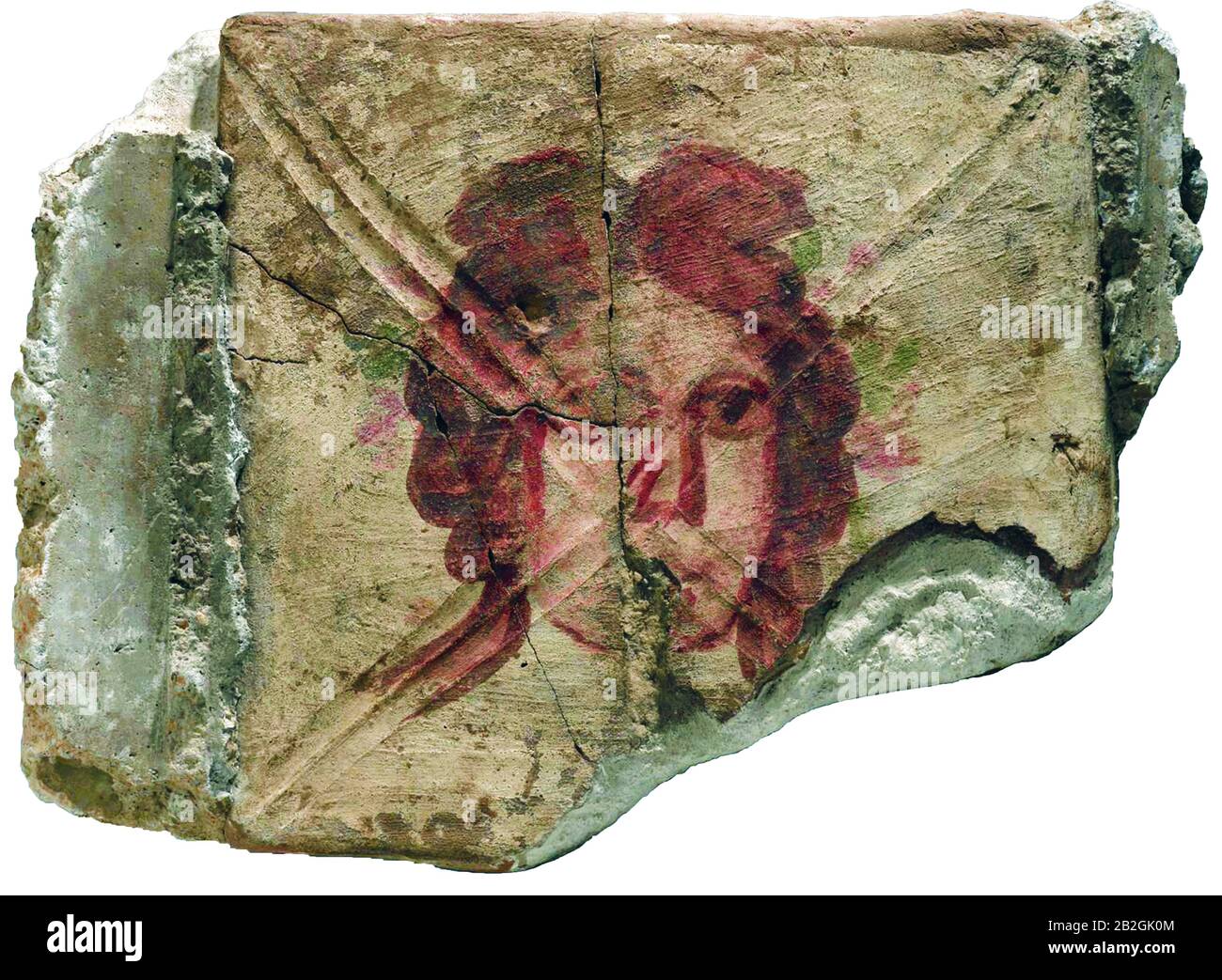 6597. Dura Europos, l'une des premières synagogues datant de c. 245 AD, Syrie. La tuile peinte de la synagogue représente une face femelle. Banque D'Images