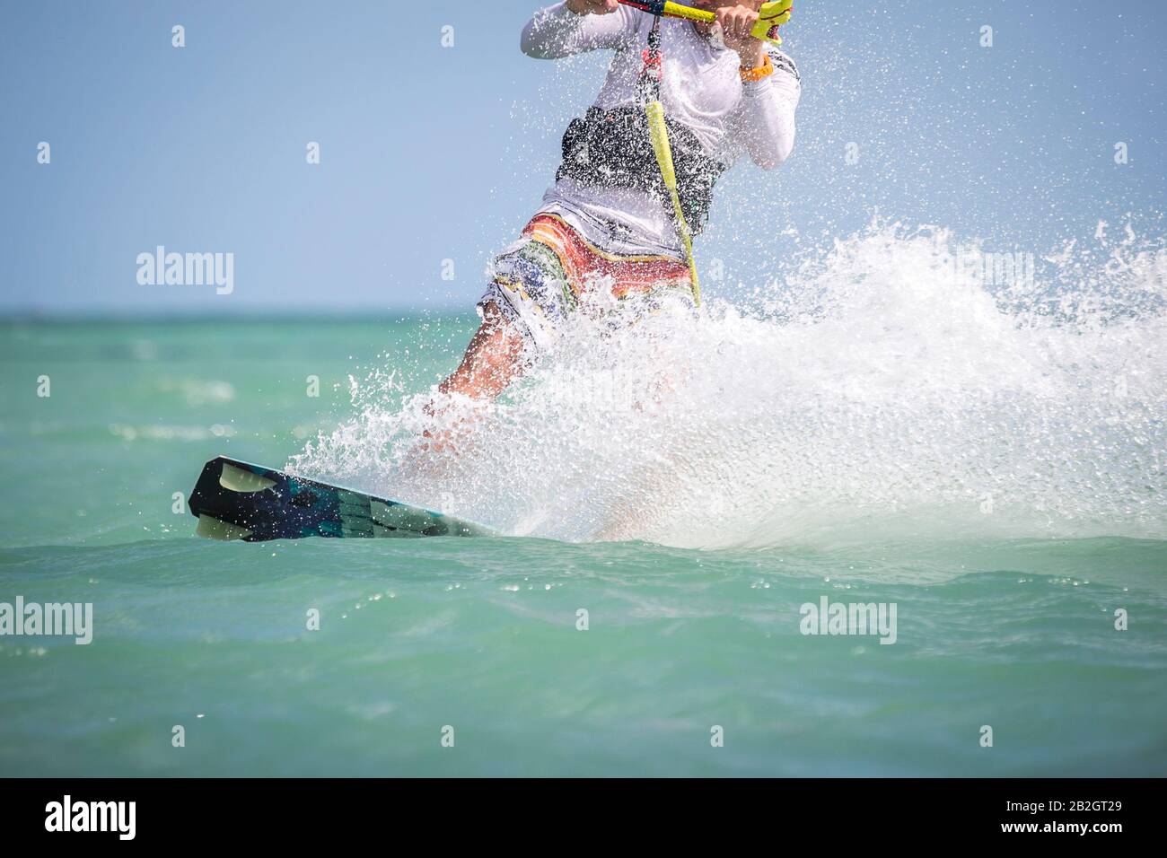 Kitesurfing, photos d'action de kitesurfing dans un endroit exotique. Banque D'Images